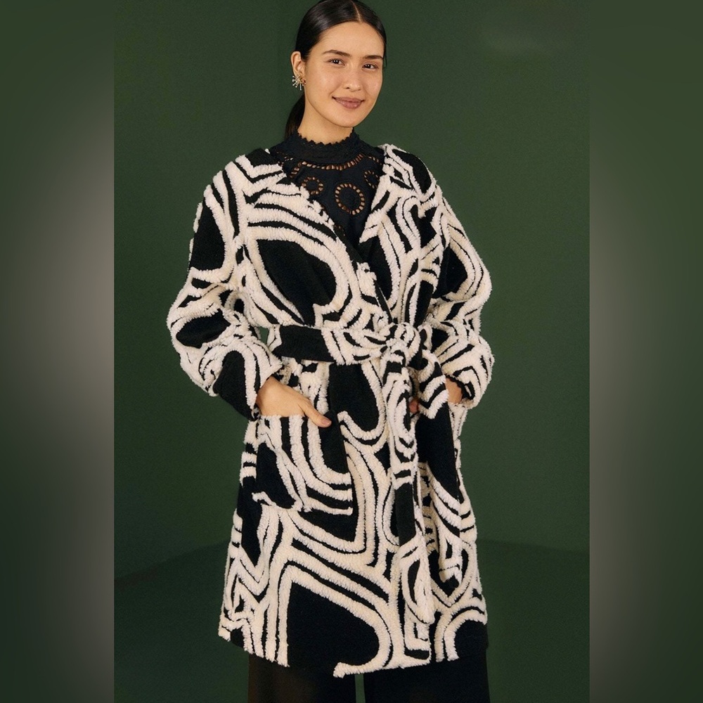 Farm Rio Banangola mid length fleece cardigan